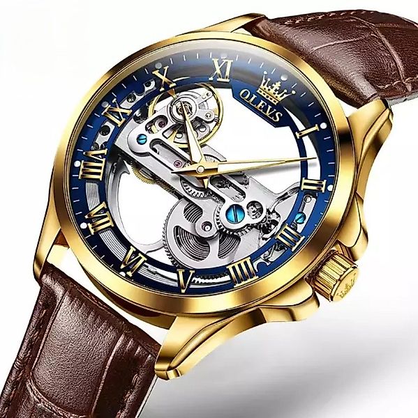 OLEVS Automatikuhr Herrenuhr Mechanisch Skelett Zifferblatt günstig online kaufen