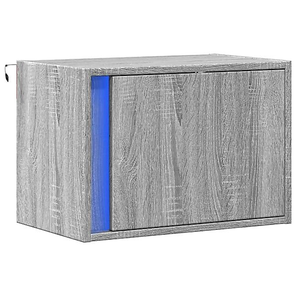 vidaXL Wand-Nachttisch mit LED-Leuchten Grau Sonoma 852099 günstig online kaufen