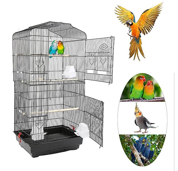 JEOBEST Vogelkäfig Vogelbauer Vogelvoliere Vogelhaus mit 3 Sitzstangen, Käf günstig online kaufen