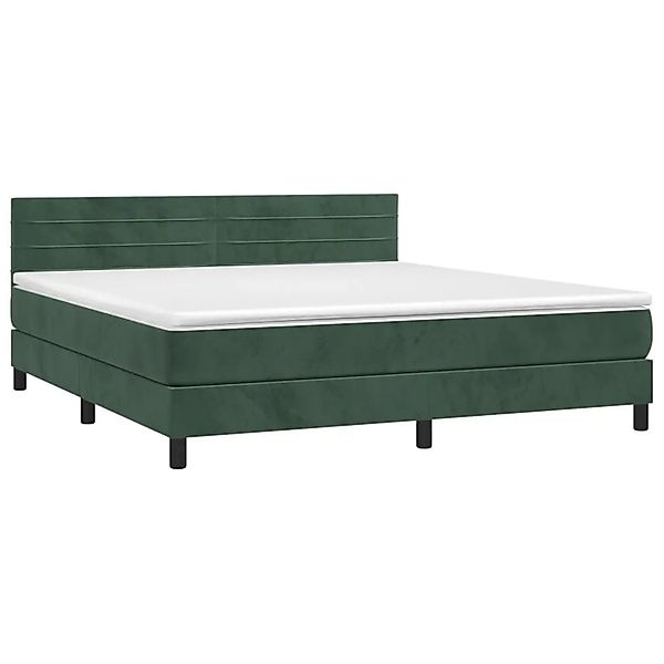 vidaXL Boxspringbett mit Matratze & LED Dunkelgrün 160x200 cm Samt 3134474 günstig online kaufen