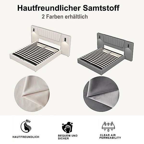 STILVORA Polsterbett Bettgestell 180×200 mit Bettkasten&Leselampe&USB,bett günstig online kaufen