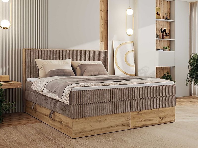 MKS MÖBEL Boxspringbett WOOD CLASSIC KING (Packung, Set, Topper T25/Visco, günstig online kaufen
