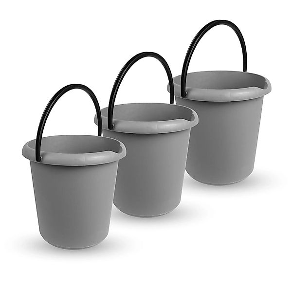 ProHome Eimer 5 Liter Kunststoffbügel Anthrazit 3er Pack günstig online kaufen