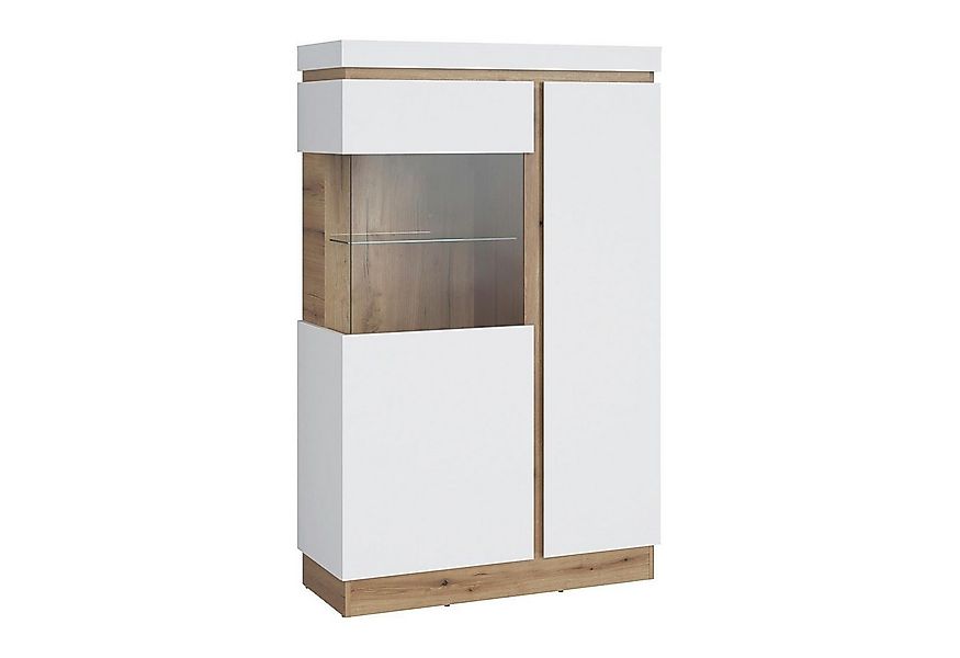 Highboard CALABRIA, Alpinweiß, Evoke Eiche Dekor, 2 Türen, B 104 x H 164 x günstig online kaufen