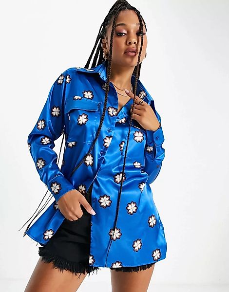 John Zack – Exklusive Oversize-Bluse im Pyjama-Style mit geometrischem Must günstig online kaufen