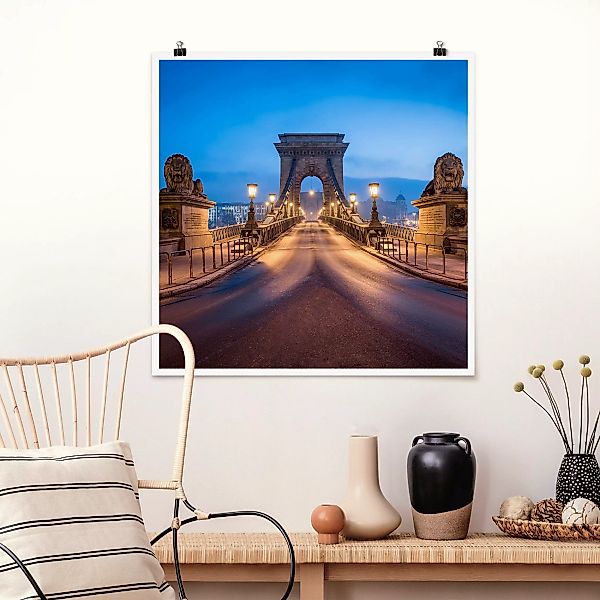 Poster Kettenbrücke in Budapest bei Nacht günstig online kaufen