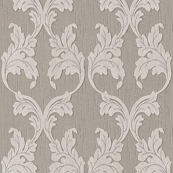 PROFHOME 956286-GU Textiloptik Tapete Barock Matt Grau Beige 0,53 m x 10,05 günstig online kaufen