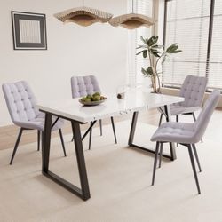 HOMAVO Essgruppe mit Samtstühlen & Esstisch günstig online kaufen