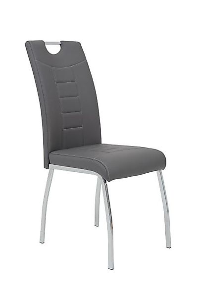 Esszimmerstuhl 4er Set ANDREA S Kunstleder Grau günstig online kaufen