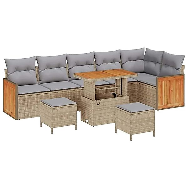 vidaXL Gartensofa-Set mit Kissen 11 Stk Beige und Hellgrau Poly-Rattan 3365 günstig online kaufen