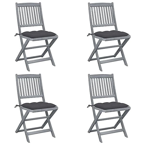 vidaXL Klappbare Gartenstühle 4 Stk mit Kissen Massivholz Akazie 3064578 günstig online kaufen