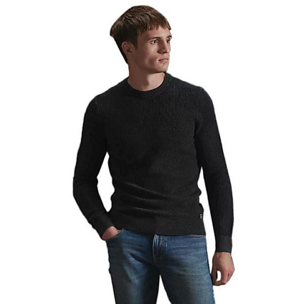 Superdry Academy Dyed Texture Pullover S Washed Carbon Black günstig online kaufen