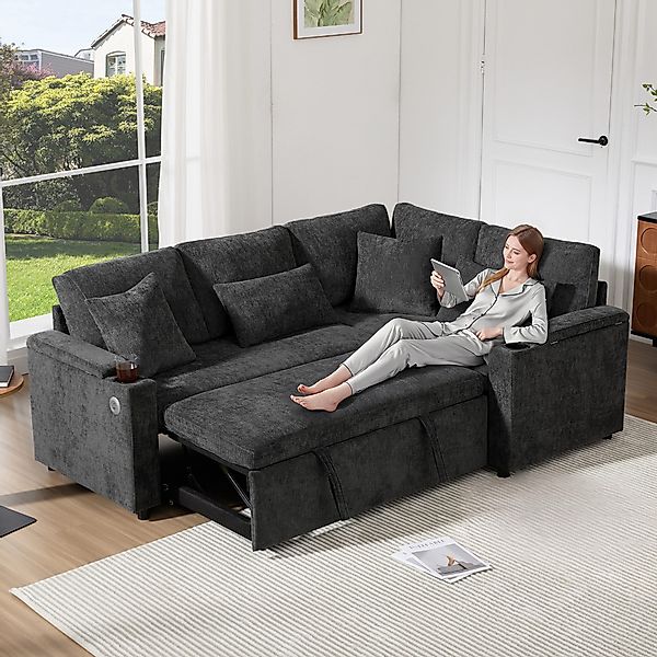 i@home Ecksofa L-förmiges, ausziehbares Sofa, 4-Sitzer-Sofa, günstig online kaufen