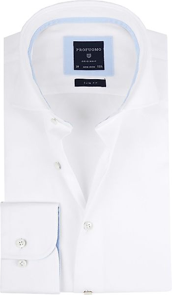 Profuomo Hemd Weiß Blau Akzent - Größe 42 günstig online kaufen
