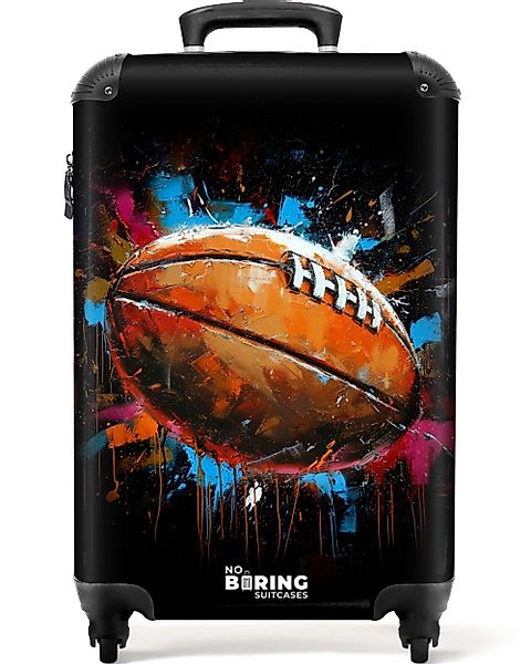 NoBoringSuitcases.com© Hartschalen-Trolley Rugby-Ball umgeben von Graffiti günstig online kaufen