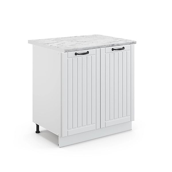 Vicco Spülenunterschrank Fame-Line Weiß Landhaus/Weiß 80 cm mit Regal AP Ma günstig online kaufen