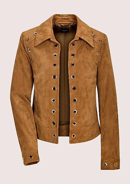 MADELEINE Jeansjacke "Lederjacke Kurzjacke mit Ösendetails" Glänzende Ösend günstig online kaufen