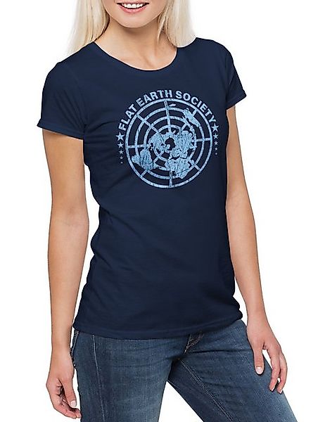 Urban Backwoods Print-Shirt Flat Earth Society Damen T-Shirt Symbol Sign Lo günstig online kaufen