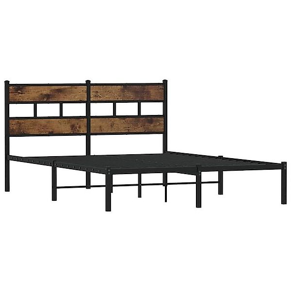 vidaXL Bett Metallbett ohne Matratze Räuchereiche 135x190 cm günstig online kaufen