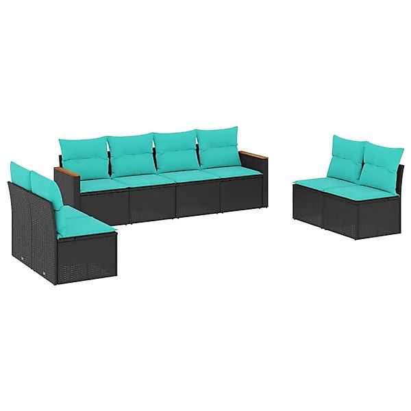 vidaXL 8-Tlg Gartensofa-Set mit Kissen Schwarz Polyrattan 3225889 günstig online kaufen