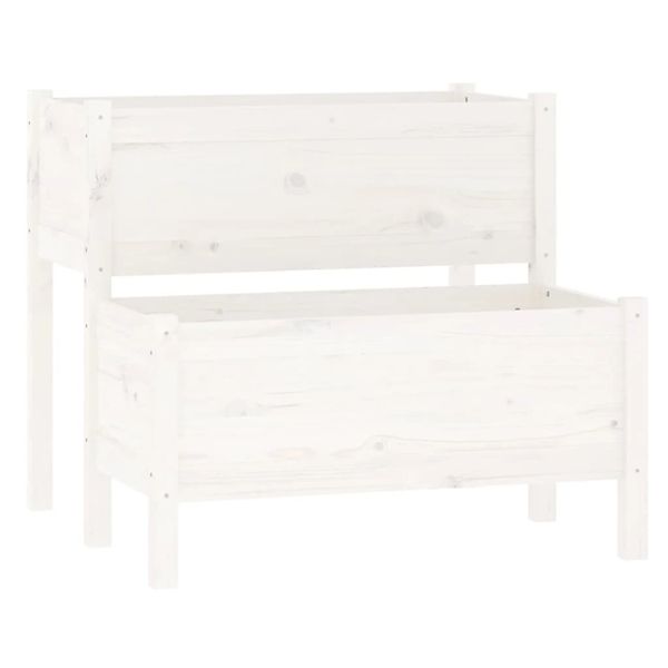 vidaXL Pflanzkübel Weiß 84,5x84x75 cm Massivholz Kiefer 822258 günstig online kaufen
