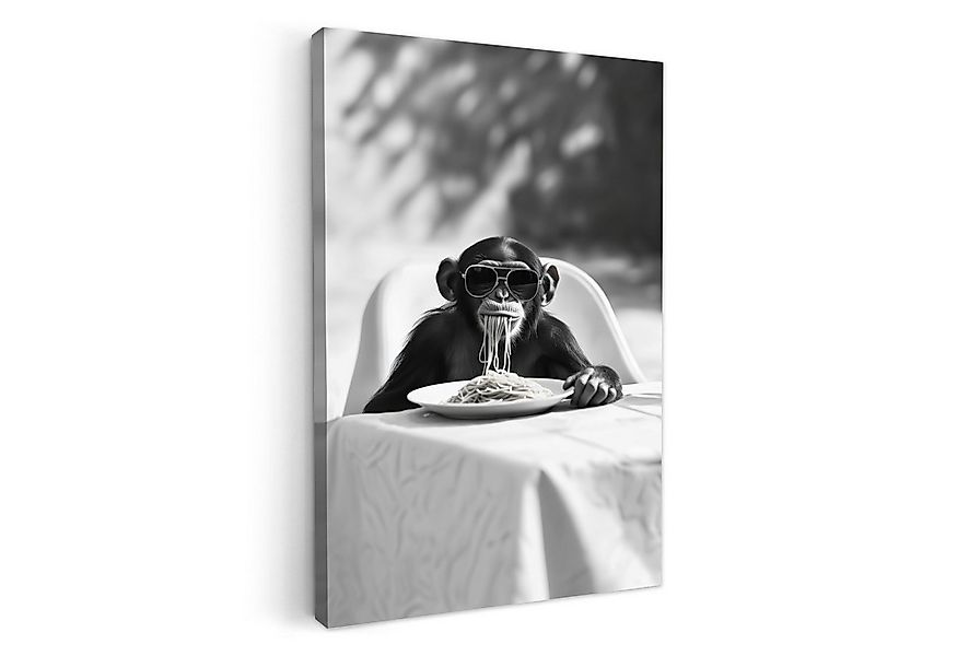 OneMillionCanvasses® Leinwandbild Affe - Spaghetti - Sonnenbrille - Schwarz günstig online kaufen