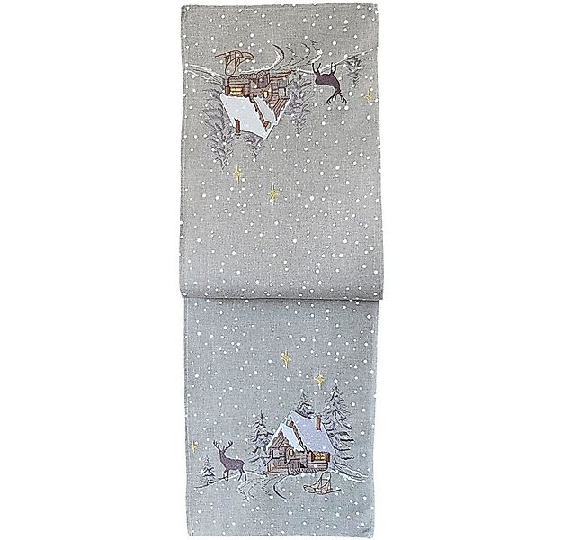 matches21 HOME & HOBBY Tischdecke Tischläufer BILLIE Waldhütte Winter Stick günstig online kaufen