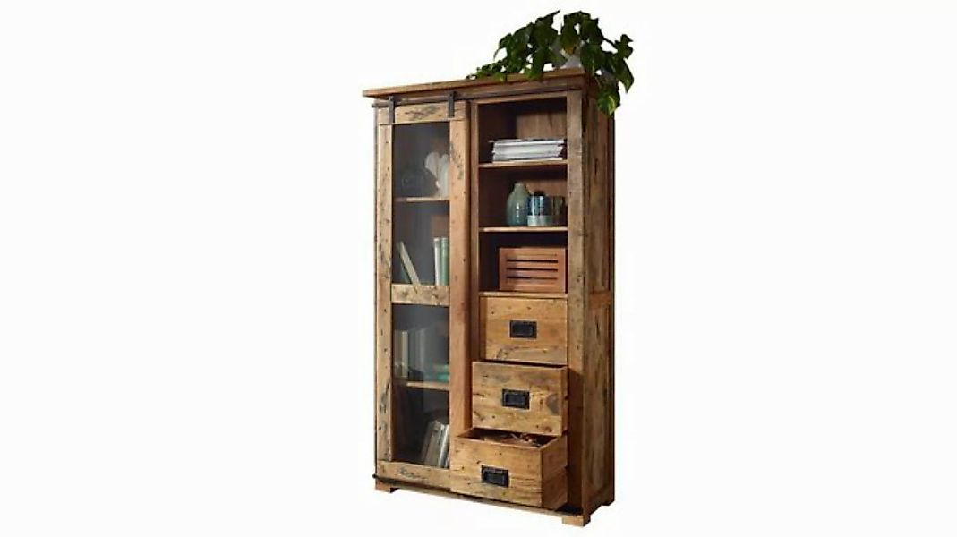 Massivart® Vitrine Emanuel / Vitrinenschrank / Massivholz Mango / naturfarb günstig online kaufen