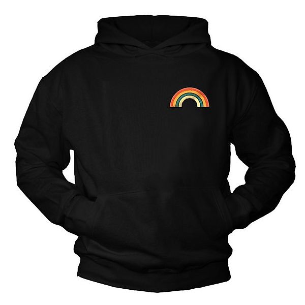 MAKAYA Kapuzenpullover mit Regenbogen Streifen Vintage Motiv Regenbogenfarb günstig online kaufen