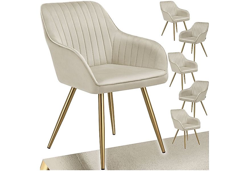 tectake Esszimmerstuhl Stuhl Marilyn, Samtoptik, gesteppt (Set, 6 St), Extr günstig online kaufen
