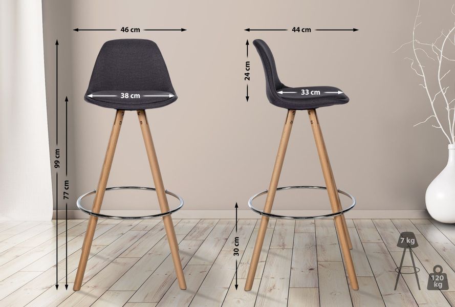 CLP Barhocker Corbin Rund, Stoff-Bezug, Gestell günstig online kaufen