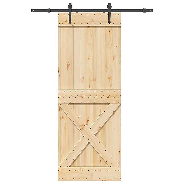 vidaXL Schiebetür mit Beschlag 85x210 cm Massivholz Kiefer 3332786 günstig online kaufen