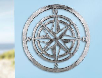GILDE Wanddekoobjekt Wandrelief Windrose, silber (1 günstig online kaufen