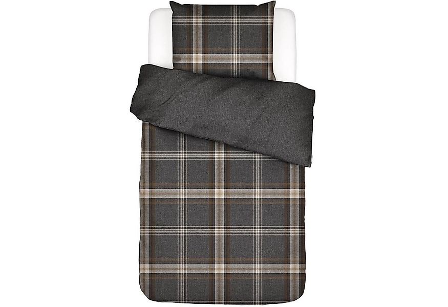 Essenza Bettwäsche Valentina Grey Flanell, Flanell, 2 teilig, kariert, Lini günstig online kaufen