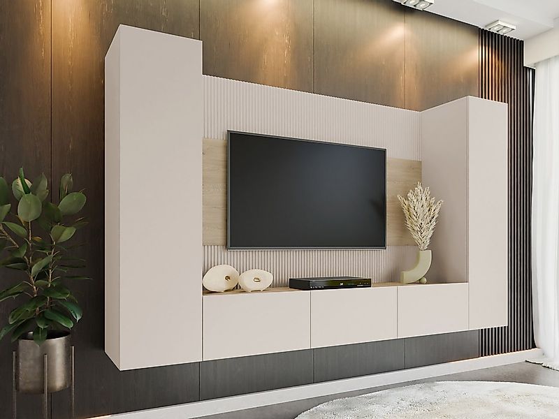 MIRJAN24 Wohnwand Deromi V, (4er-Set, TV-Lowboard, 2x Hängeschrank), Griffl günstig online kaufen