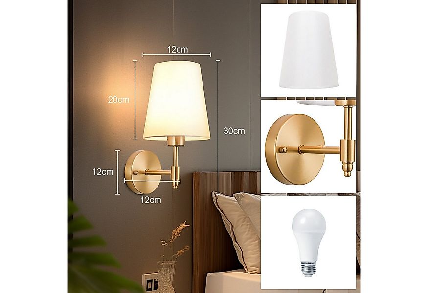 Sunicol Wandleuchte Wandleuchte Innen LED Dimmbar, 3 Farbtemperaturen, Stof günstig online kaufen