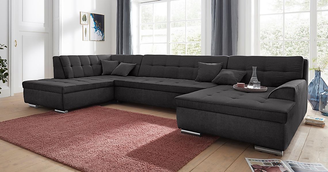 DOMO collection Wohnlandschaft "Aversa U-Form", wahlweise mit Bettfunktion, günstig online kaufen