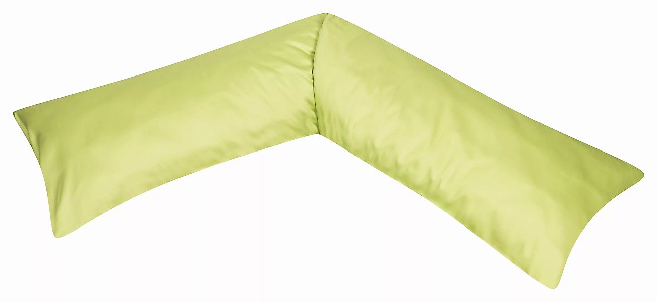 MOON Premium Mako Satin Seitenschläferkissen Bezug Kissenbezug 40x145 grün günstig online kaufen