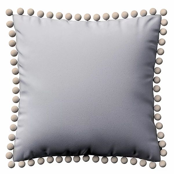 Kissenhülle Wera mit Bommeln, grau, 45 x 45 cm, Velvet (704-24) günstig online kaufen