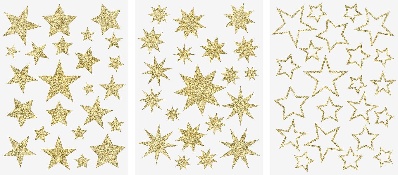 Heyda Fenstersticker Sterne, Gold, 3 Bogen günstig online kaufen