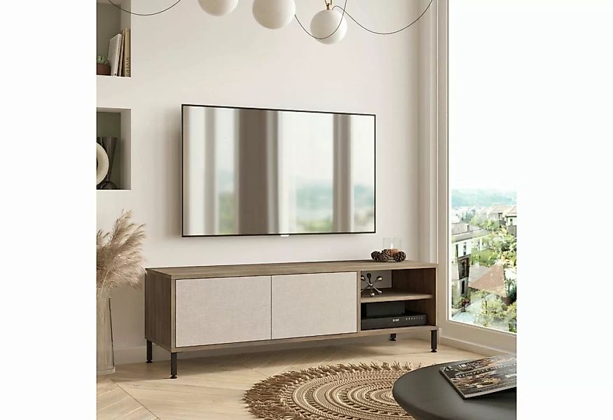 en.casa TV-Schrank »Loppi« TV Board 43x140x40cm 2 Ablagefächer Eiche-Optik günstig online kaufen