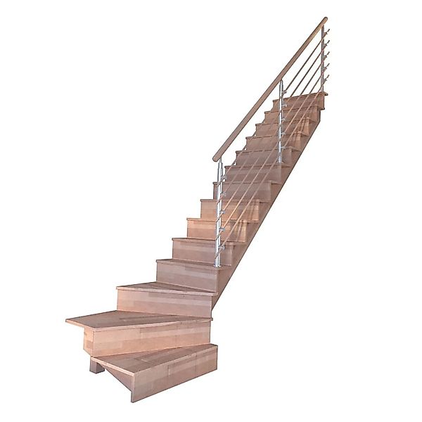 Treppe Lindos Buche Gewendelt R Setzstufen 80 cm Design-Geländer-Holzstäbe günstig online kaufen