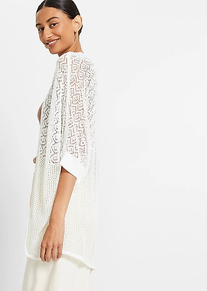 bonprix Longstrickjacke bequeme Passform, mit Lochmuster, casual Stil günstig online kaufen