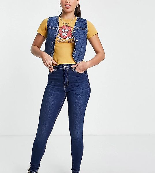 Topshop Tall – Jamie – Jeans aus recycelter Baumwolle in kräftigem Blau günstig online kaufen