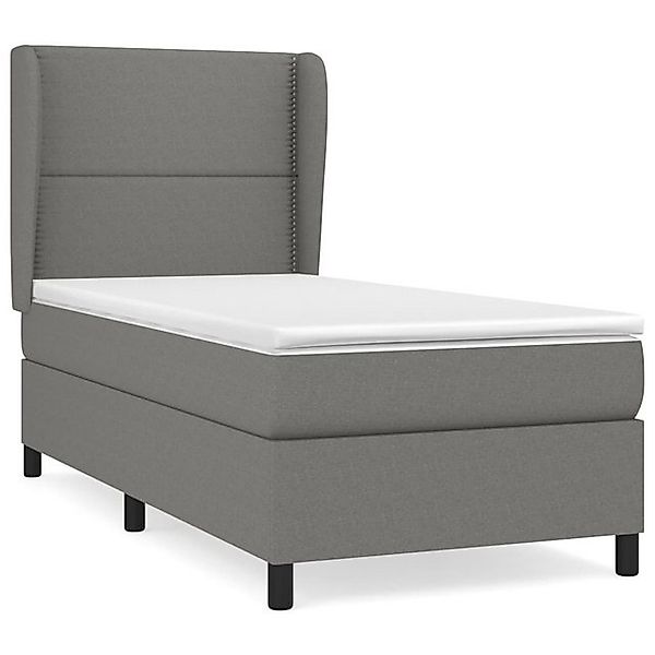 vidaXL Boxspringbett, Boxbett mit Matratze Dunkelgrau 90x200 cm Stoff günstig online kaufen