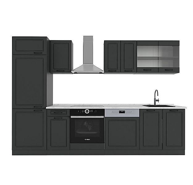 Vicco Küchenzeile R-Line, Anthrazit Landhaus/Anthrazit, 300 cm, AP Marmor günstig online kaufen