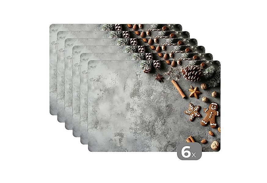 MuchoWow Platzset Weihnachten - Backen - Grau - Ländlich, (6-St), Platzsets günstig online kaufen