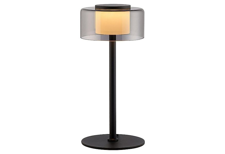Paul Neuhaus LED Tischleuchte RIKA, Ø 15 x H 33 cm, Rauchfarben, Schwarz, M günstig online kaufen