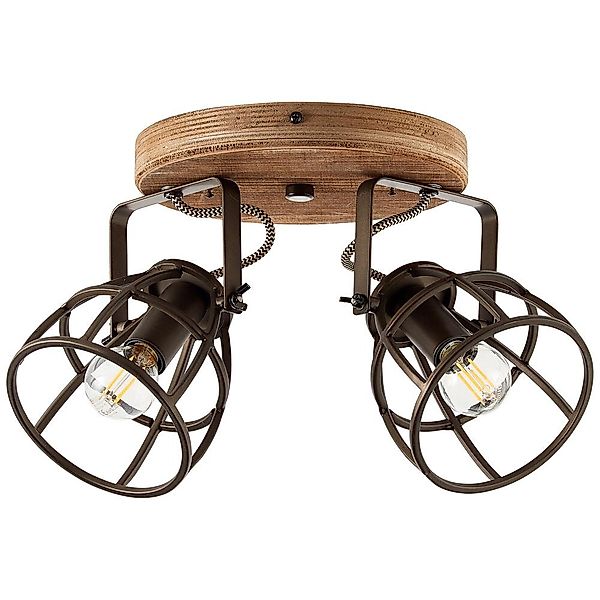 Deckenleuchte Matrix in Grau und Natur E14 2-flammig rund günstig online kaufen