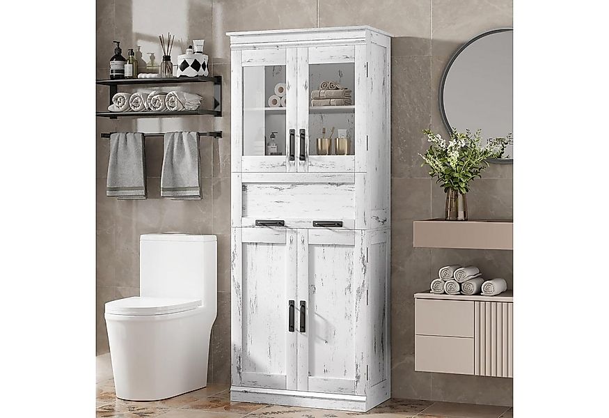 GarveeMore Hochschrank Badezimmerschrank mit 4 Türen, Aufbewahrungsschrank günstig online kaufen